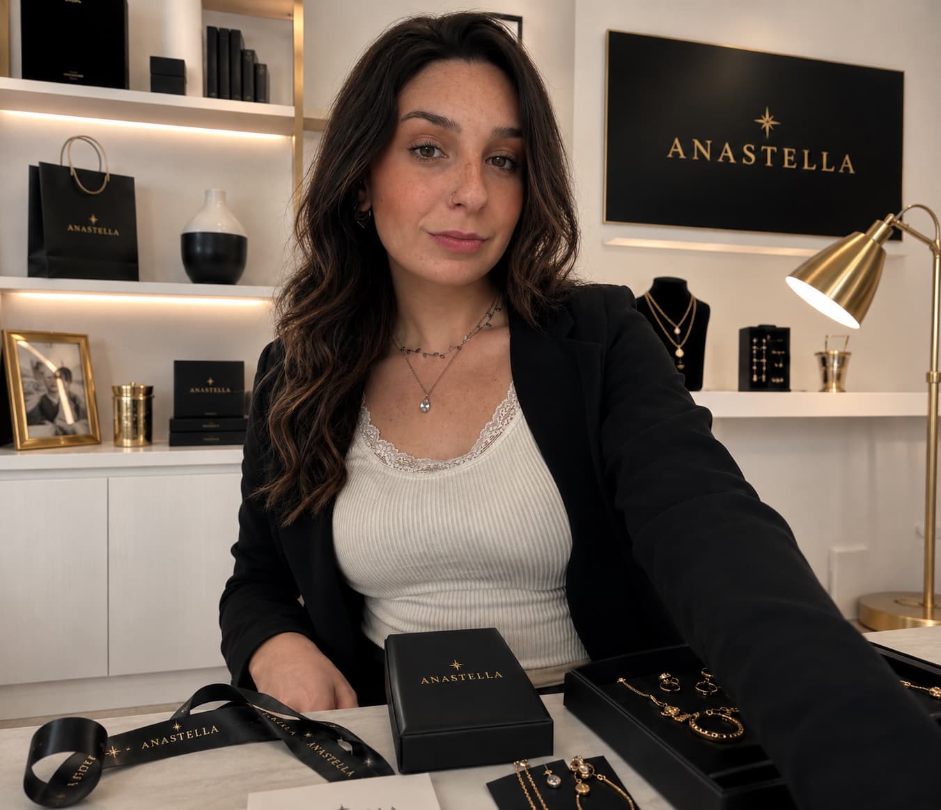 Fundadora da Anastella no showroom da marca